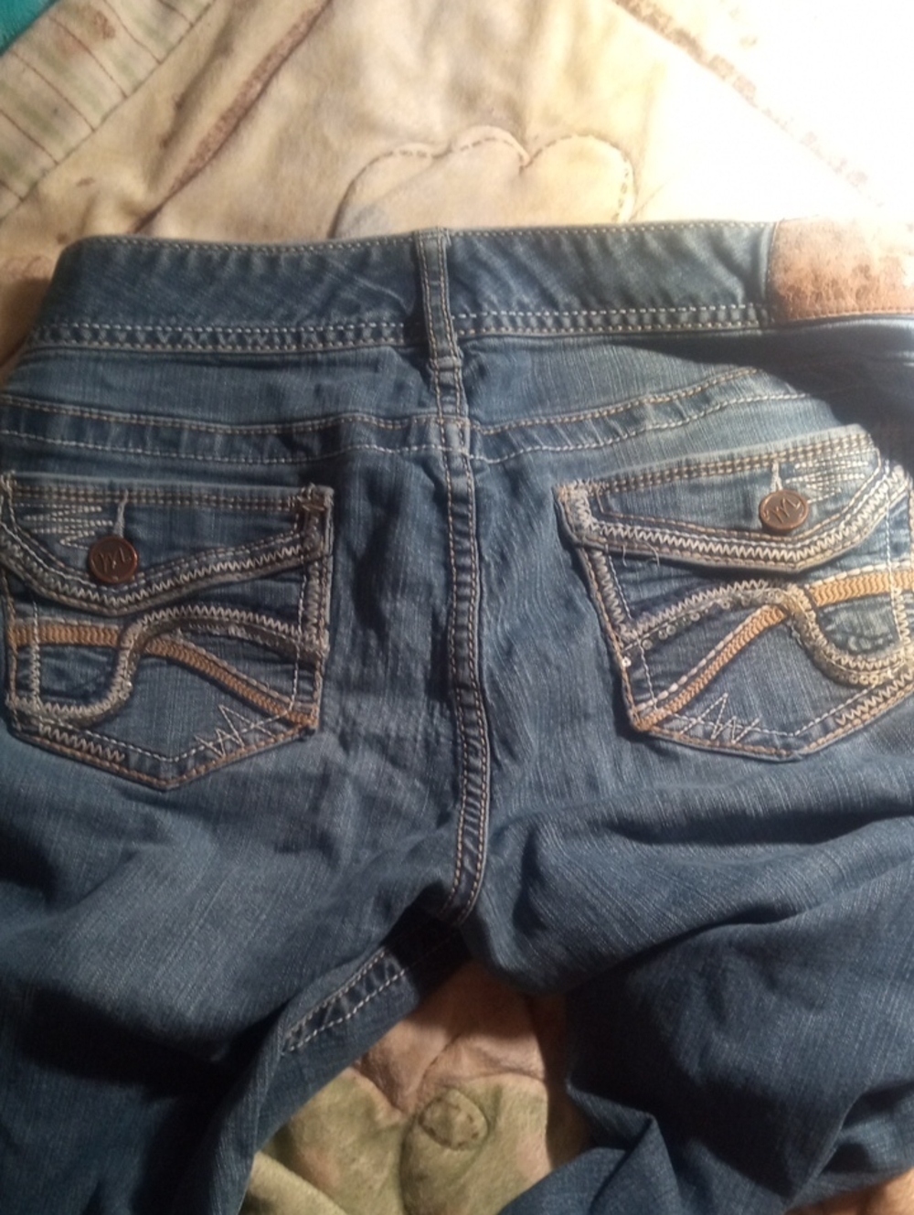 Maurices Blue Straight Leg Jeans with Embroidered Back Pockets Low rise